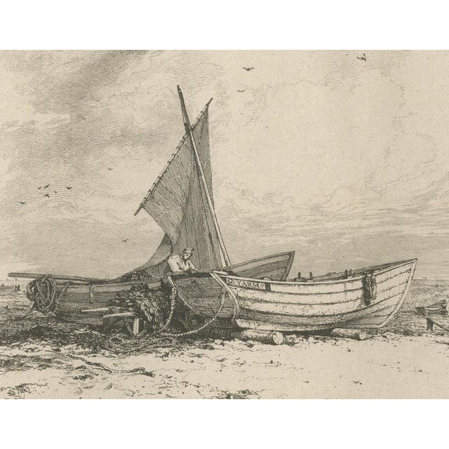 Early 19th Century E.W. Cooke, Great Yarmouth Fishing Boats, 1828, Etching For Sale - Image 5 of 12