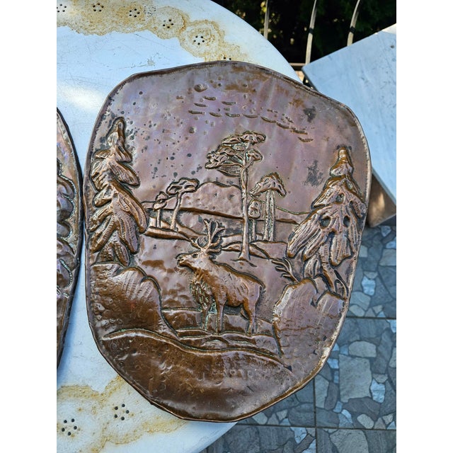 Metal Art Deco Brass Reliefs with Deer Motifs, 1920s, Set of 2 For Sale - Image 7 of 9