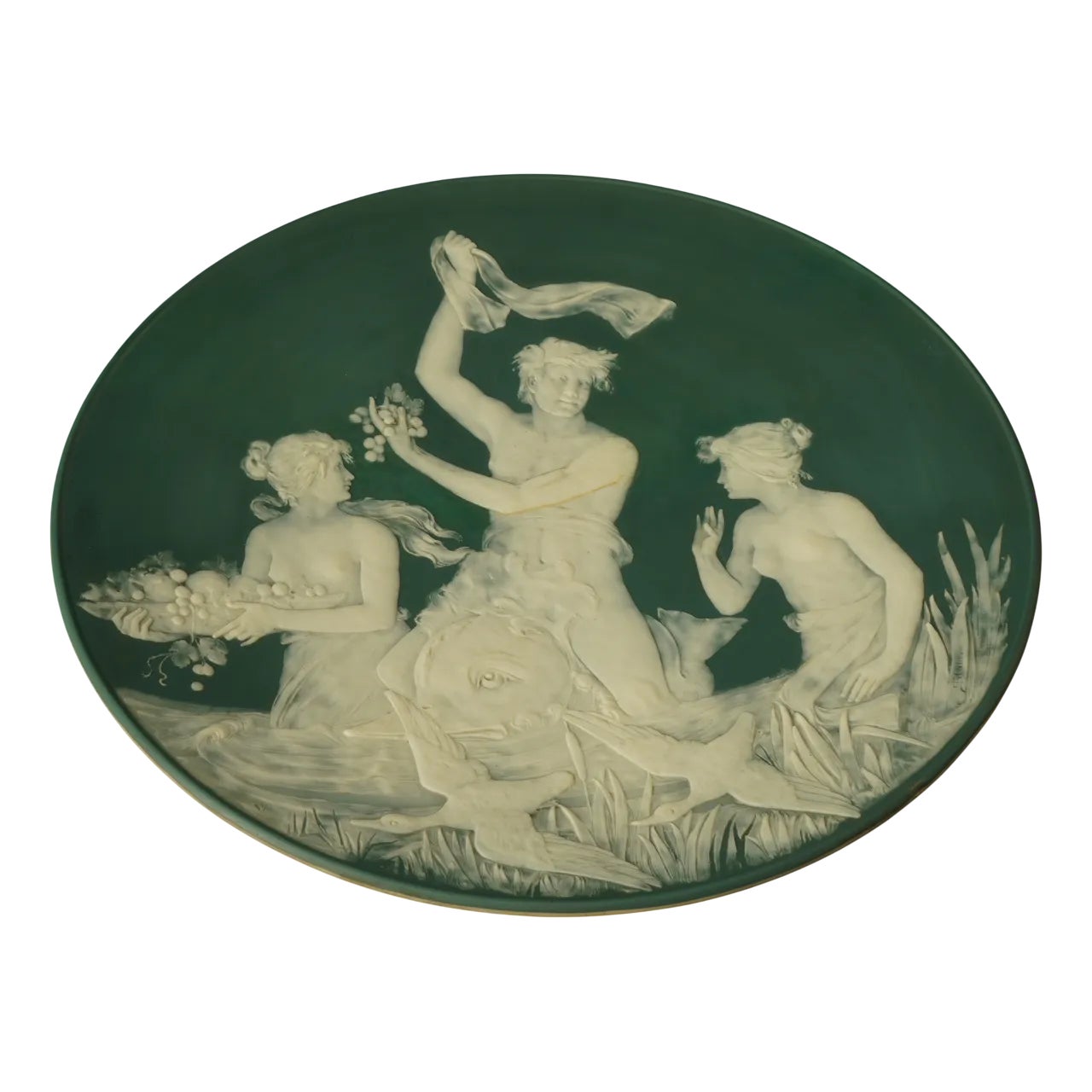 Art Nouveau Plate by Jean Baptiste Steel, 1890s | Chairish