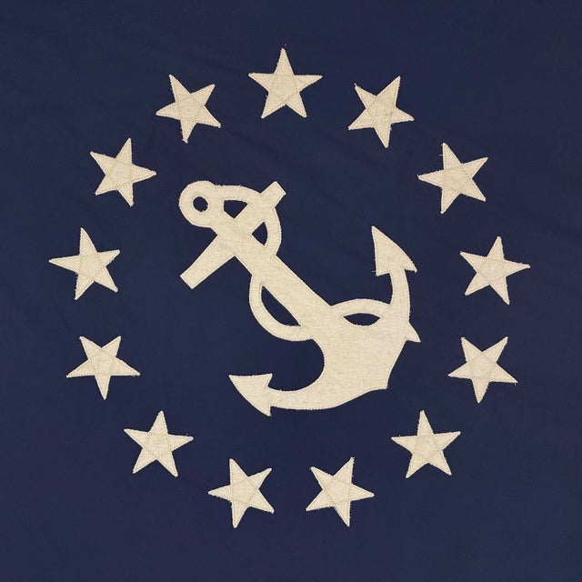 Red Large Modified Vintage Cotton Flag With New Yacht Ensign Emblem For Sale - Image 8 of 8