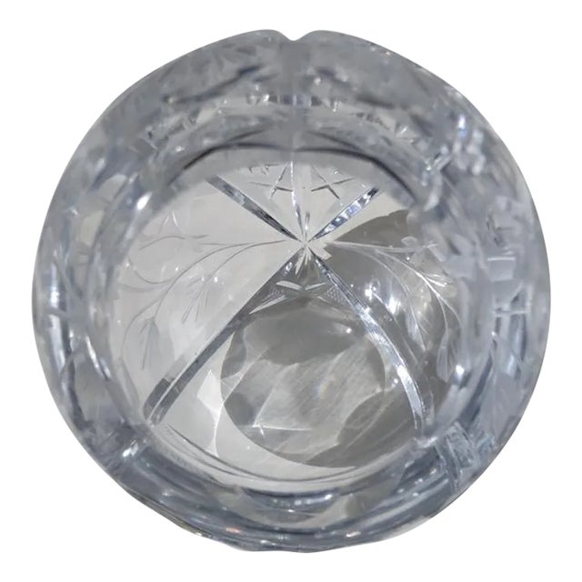 Vintage Cut Crystal Sphere Ashtray For Sale