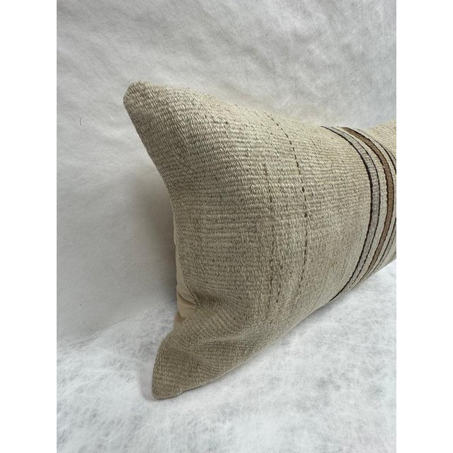 Turkish Hemp Pillow Cushion Natural Beige Brown Pillow Cushion Cover 16" x 24" For Sale - Image 4 of 4