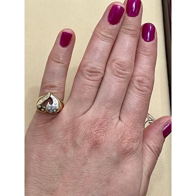 Heart Shape Two-Tone Gold Diamond Cocktail 14 Karat Gold Ring For Sale - Image 12 of 18