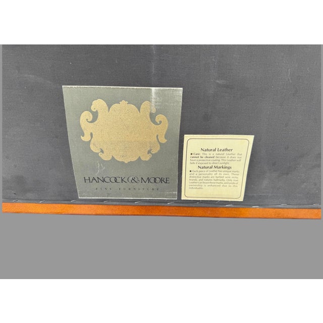 Wood Vintage Hancock & Moore Carved Mahogany & Black Leather Foot Stool Bench For Sale - Image 7 of 11