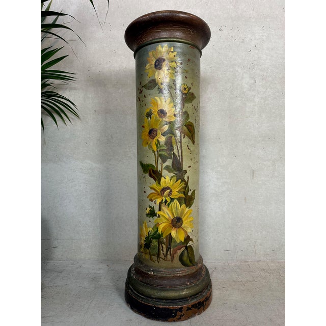Antique French Column with Sunflowers, 1960s For Sale - Image 9 of 9