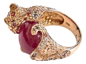 Bochic "Orient" Vintage Ruby & Fancy Color Sapphires Ring - 18K Gold & Silver