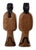 Pair of Vintage Chinese Wood Hand Painted Lacquer Figurine Sculptures Shanghai For Sale - Image 9 of 14