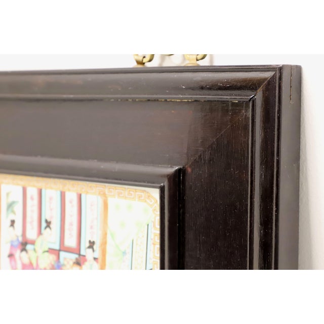 Mid 20th Century Hand Painted Porcelain Japanese Framed Wall Art Pair