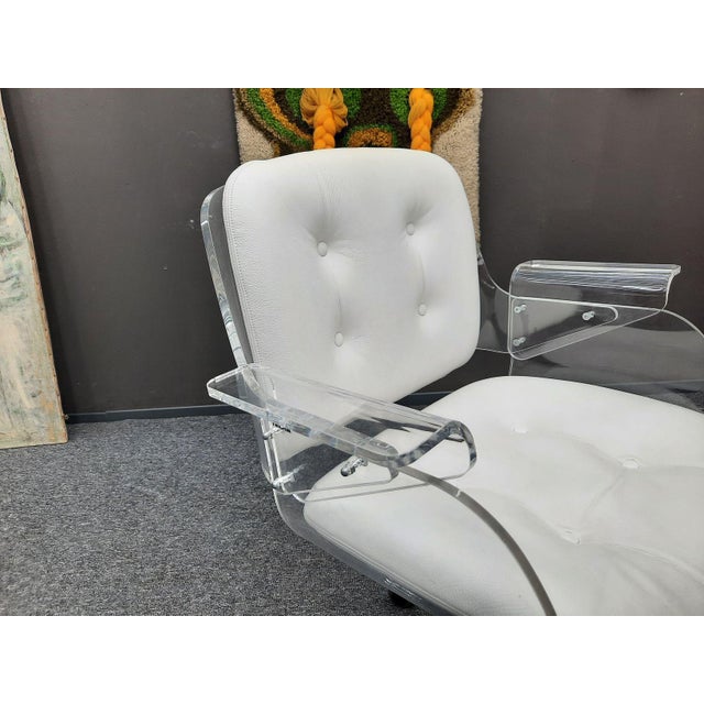 White Space Age Leather & Acrylic Desk Chair from Tecta, 1970s For Sale - Image 8 of 14