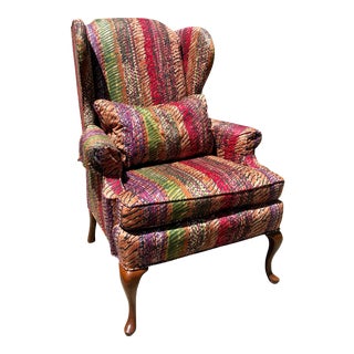 Midcentury Multi-Colored Upholstered Club Chair For Sale