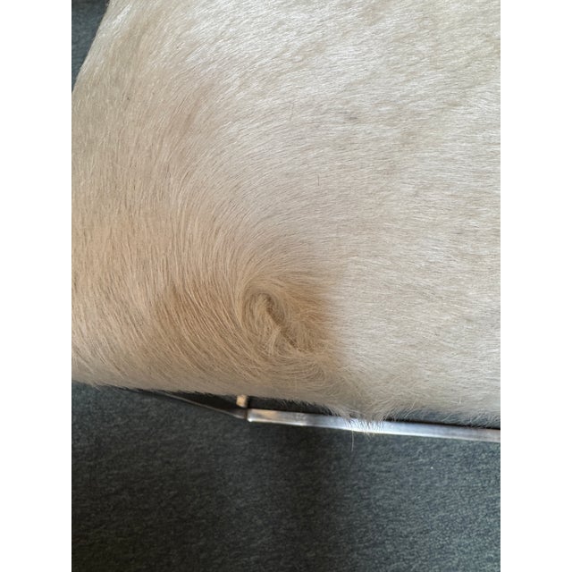 Hair on Hide Vanity Stool, Off White For Sale - Image 10 of 12