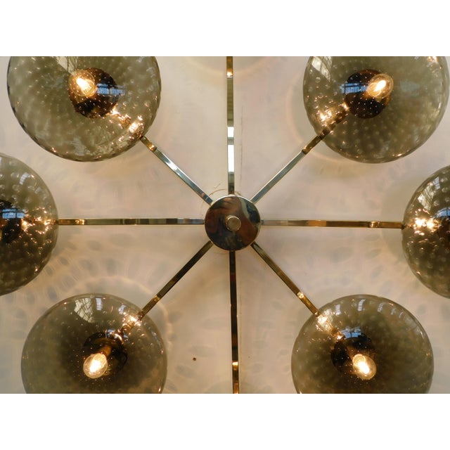 Fabio Ltd 21st Century Otto Polished Brass Smoky Bubbles Murano Glass Flush Mount by Fabio LTD For Sale - Image 4 of 4