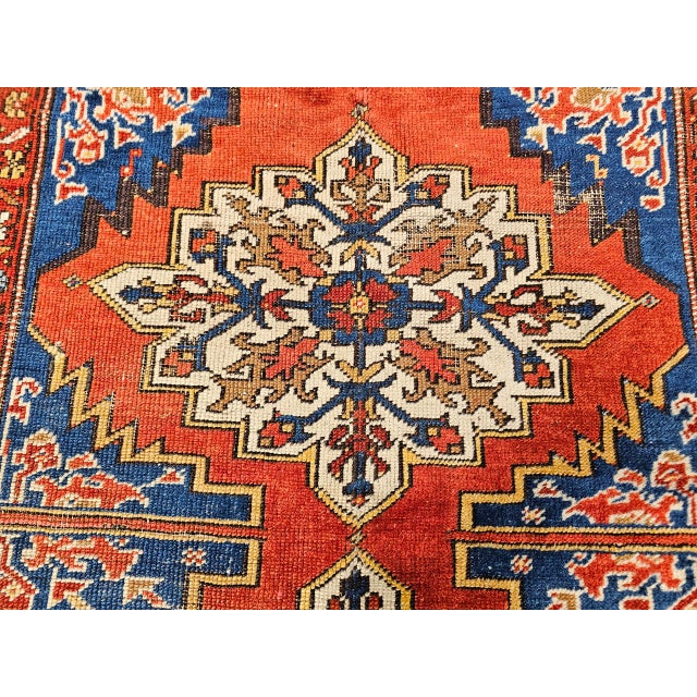 19th Century Handwoven Anatolian Village Rug, Caucasian Design Wool, 4' x 5' For Sale - Image 18 of 18