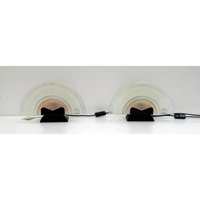 Pair of Murano glass lamps fan-shaped, signed by Altarte Stilkronen, production 1992 This piece has an attribution mark, I...