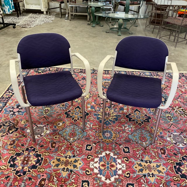 1990s Giancarlo Peretti Italian Office Mid Century Chairs- A Pair For Sale - Image 5 of 5