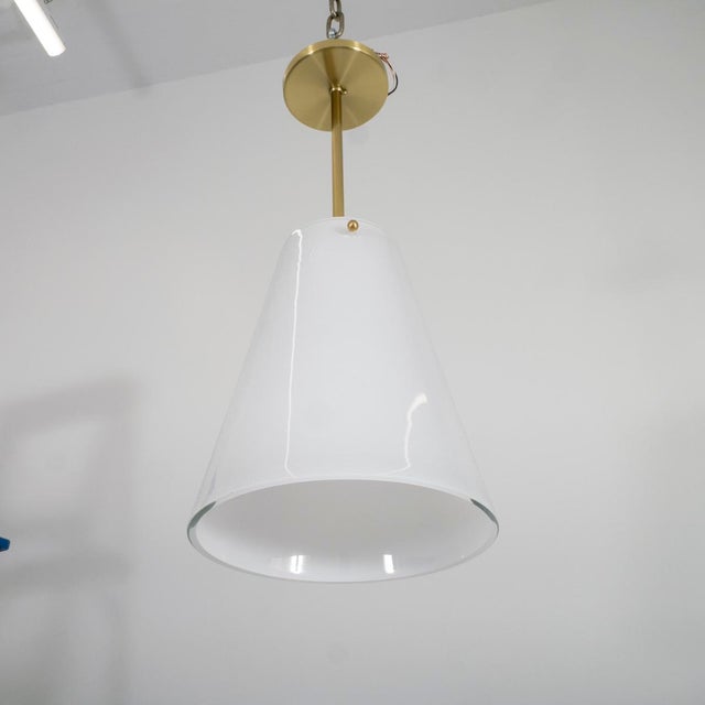 Italian Lattimo glass conical pendant For Sale - Image 3 of 6