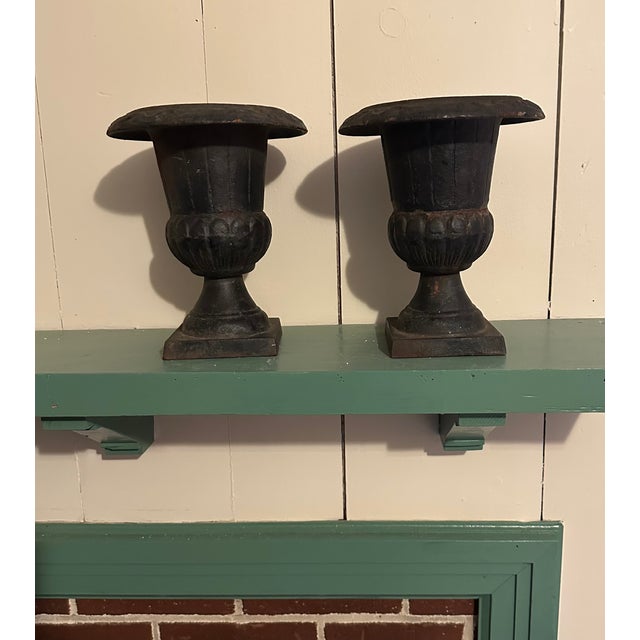 Vintage Small Cast Iron Tabletop Urns - A Pair For Sale In Philadelphia - Image 6 of 10