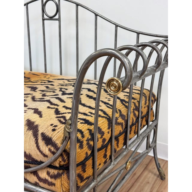 Gray Vintage Maison Jansen Style Scrolled Steel Settee Daybed For Sale - Image 8 of 13