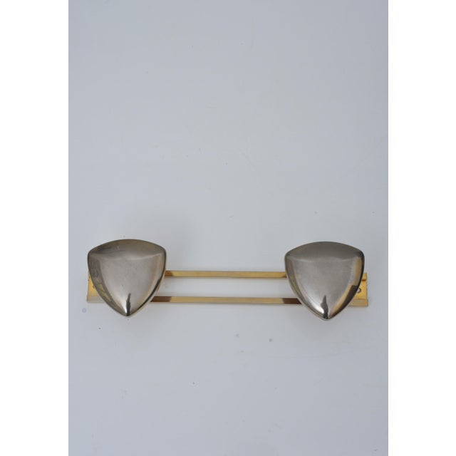 Art Deco Shield-Shaped Coat Hooks in Gilt and Silver Metal, 1940s For Sale - Image 10 of 12