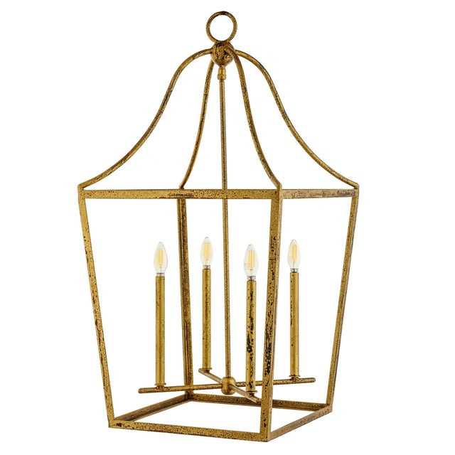 The Southern Bell Lantern has a curved steel frame with a square base, giving it an open and airy feel. The fixture is...