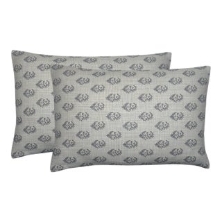 Rajmata Linen Pillow Cover in Grey, 14x20 Pillow For Sale