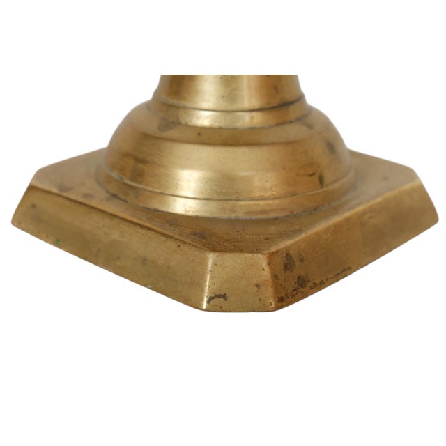 Early 20th Century Antique Brass Candlestick Holders, a Pair For Sale - Image 5 of 6