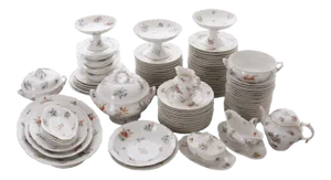 French 19th Century Floral Dinner Service - 102 Pieces