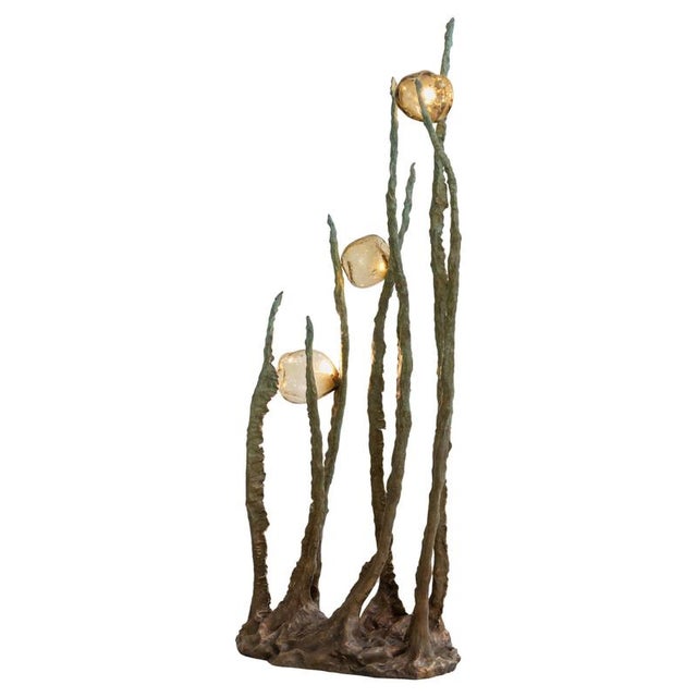 Posidoni Bronze and Handblown Glass Floor Lamp by Emilie Lemardeley For Sale - Image 11 of 11
