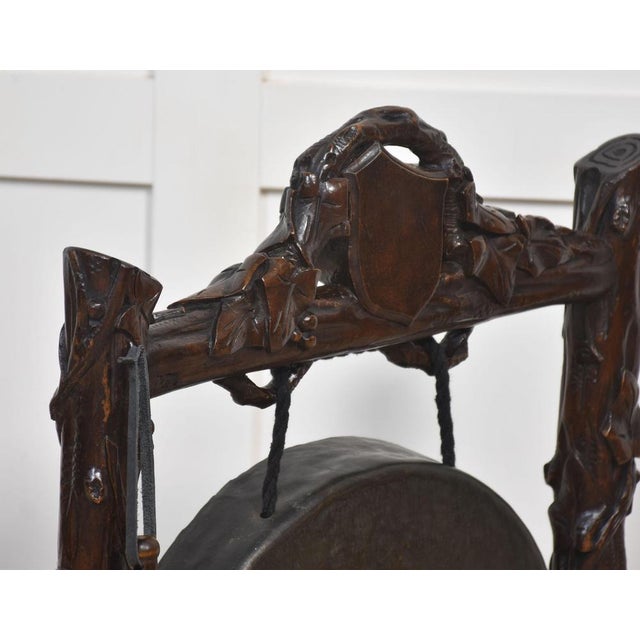 Carved Oak Framed Dinner Gong For Sale - Image 6 of 8