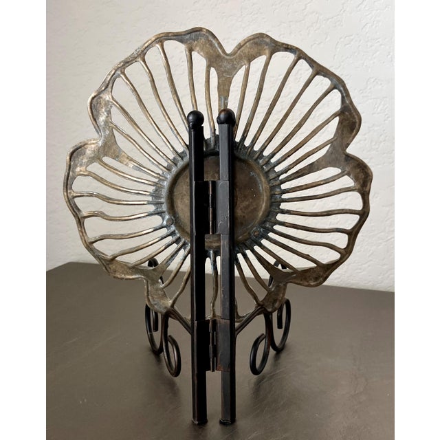 Late 20th Century Late 20th-Century Moulded Cast Brass Reticulated Hibiscus-Petal Shaped Decorative Bowl For Sale - Image 5 of 16