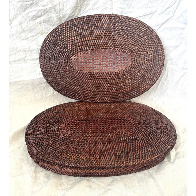 Pottery Barn Set of 6 Rattan Placemats For Sale - Image 4 of 7
