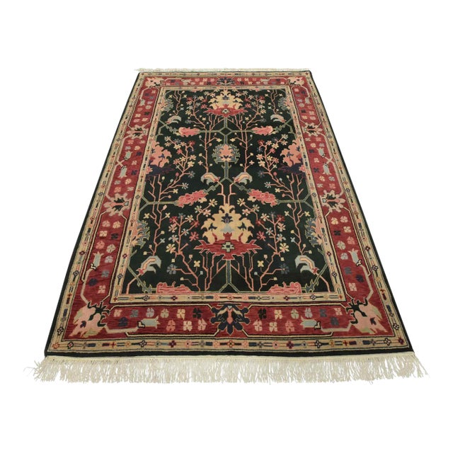 Heriz Rug 6’1” X 8’10” Green Wool Vintage Traditional Hand-Knotted Carpet For Sale