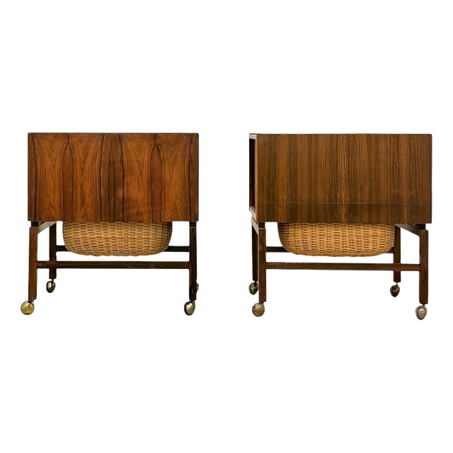 Rosewood Sewing Tables attributed to Erling Torvits, 1960s, Set of 2 For Sale