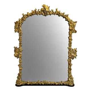 Large Antique 18th Century Italian Giltwood Mirror For Sale
