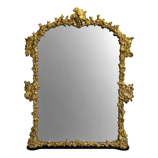 Large Antique 18th Century Italian Giltwood Mirror For Sale