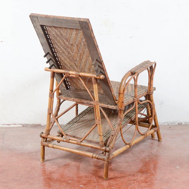 Art Nouveau Wicker and Bamboo Lounger, 1890s For Sale - Image 9 of 14