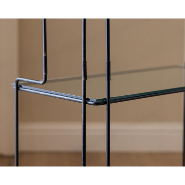 Max Sauze for Atrow “Isocèle” Black Metal & Glass Étagère, France, C. 1969 For Sale - Image 13 of 14