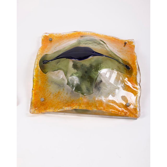 Yellow Vintage Murano Glass Wall Lamps by Toni Zocceri for Mazzega, 1960s, Set of 2 For Sale - Image 8 of 17