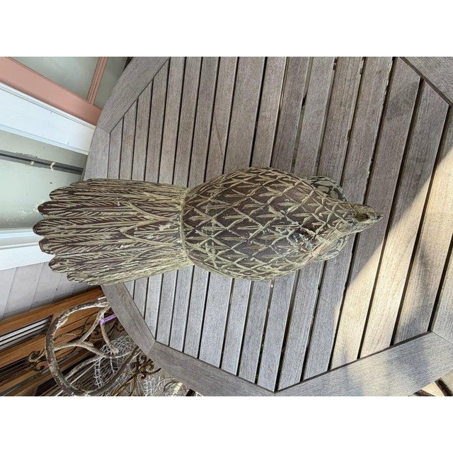 Early 20Thc Hand carved painted large rooster in fine condition.This heavy & sturdy carving is in great condition.