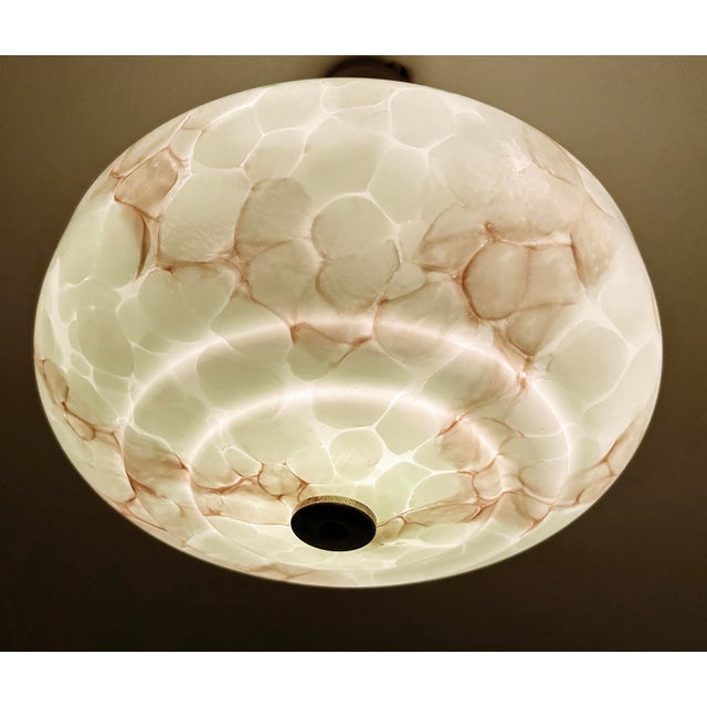 Art Deco Pendant Light in Green Marble Glass, 1930s For Sale - Image 13 of 18