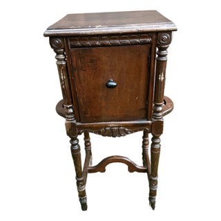 Antique Smoking Stand With Copper Lined Humidor For Sale