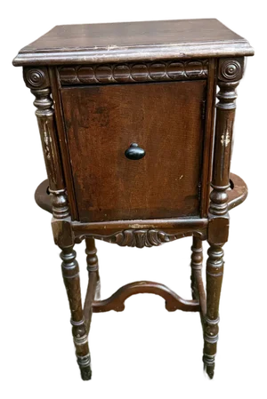 Antique Smoking Stand With Copper Lined Humidor