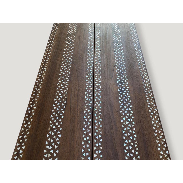 Andrianna Shamaris Shell Inlaid Teak Wood Console Table For Sale - Image 18 of 18