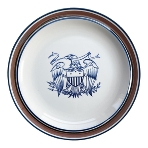 Early 20th Century Salem Stoneware American Eagle Plate, Patriotic Blue White Plate