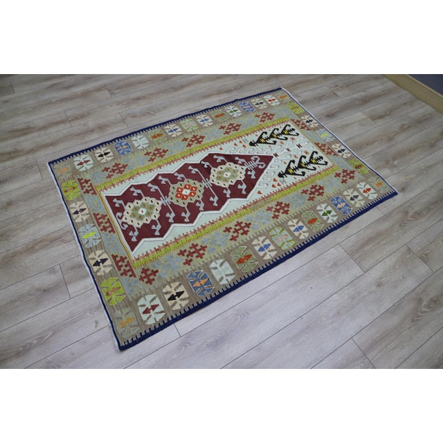 Tribal 1970s Tribal Style Handmade Oushak Kilim Rug For Sale - Image 3 of 10