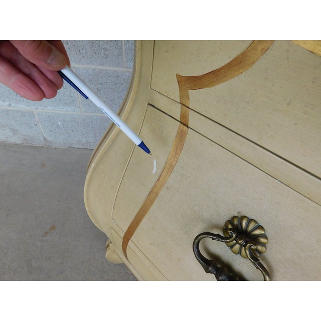 Antique White Baker Furniture Swedish Bombe Style 2 Over 2 Drawer Gilt Accented Chest For Sale - Image 8 of 12