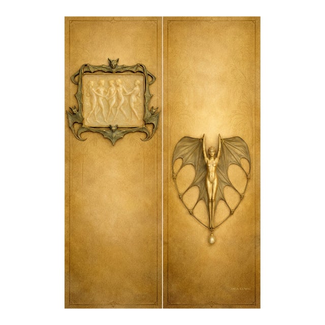 Large Art Nouveau Jewelry Study "The Aureate Oracle" – 40" X 60" Fine Art Print on Brushed Metal For Sale