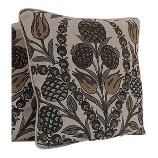 Thibaut "Corneila Grey and Gold Down Filled Pillow For Sale
