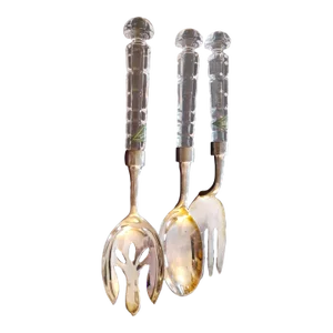 Vintage Shannon Crystal Handle Silverplated Serveware Set- 3 Pieces