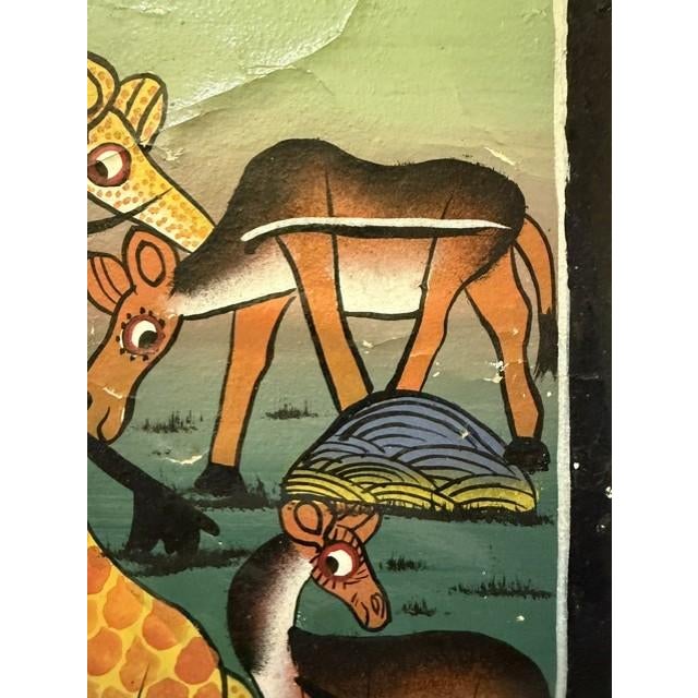 Vintage 1970s/1980s Tanzanian Tingatinga School Wildlife Painting – Enamel on Board, 11.5" X 14" For Sale In Boston - Image 6 of 17